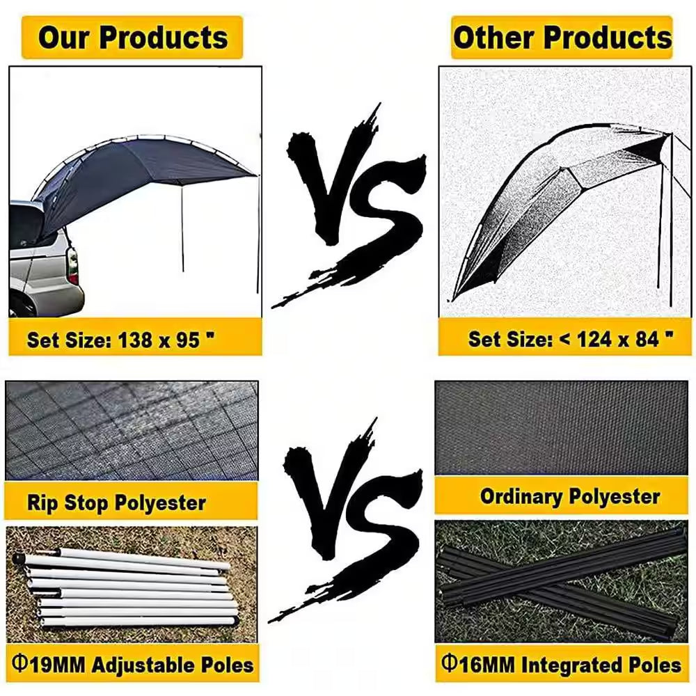 10 Ft. X 12 Ft. Gray Portable Teardrop Awning Canopy for Vehicles — product view 8
