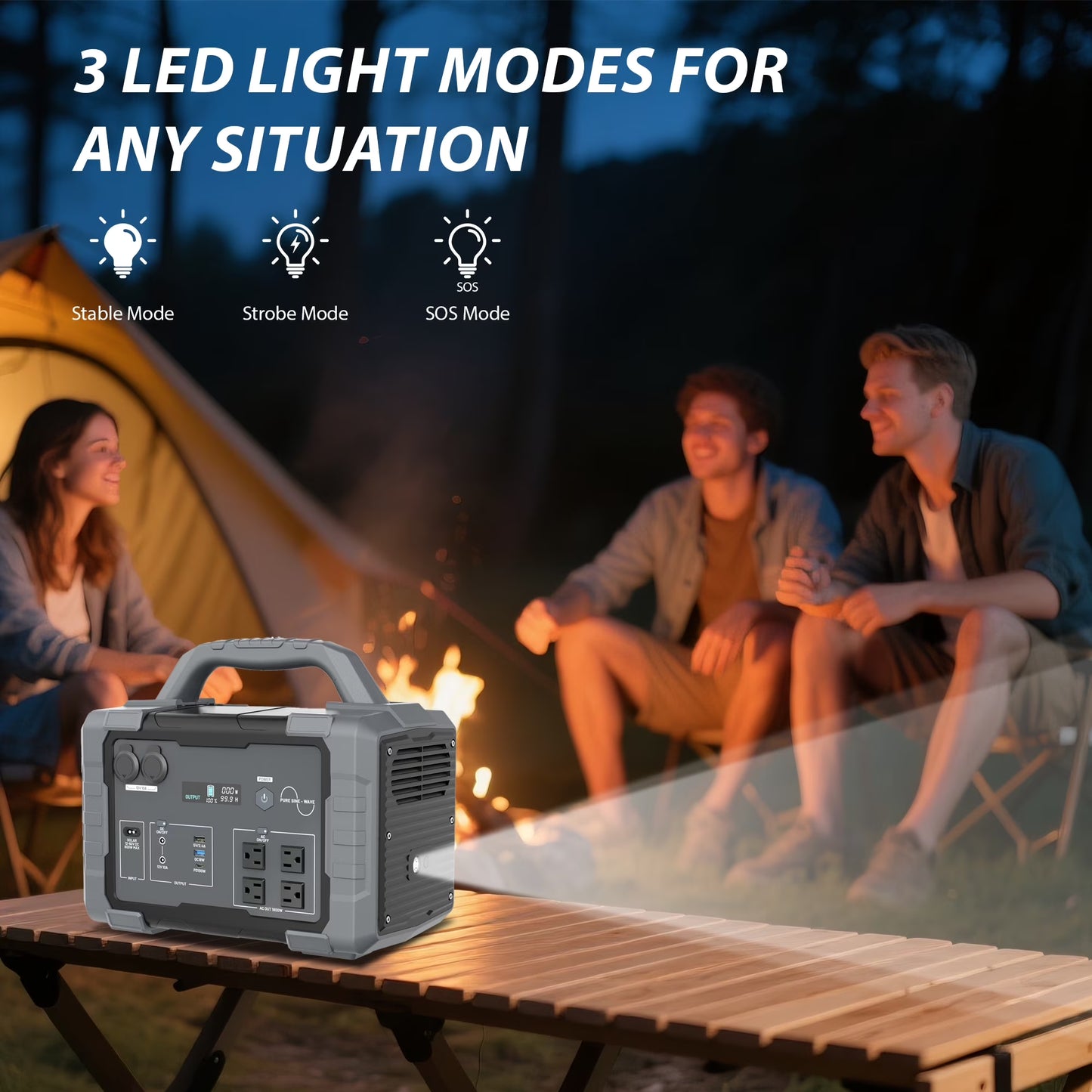 1800W Portable Solar Generator, 1024Wh Portable Power Station with 11 Outputs, Battery Generator for Home Emergency, Outdoor Camping, RV Trip, Blackout — product view 2