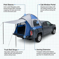 Sportz Truck Tent | Pickup Truck Bed Camping Tent | Full Rainfly for Water Protection | Sturdy and Spacious 2-Person Truck Tent | Easy 15-Minute Setup | Blue/Gray — How It Works