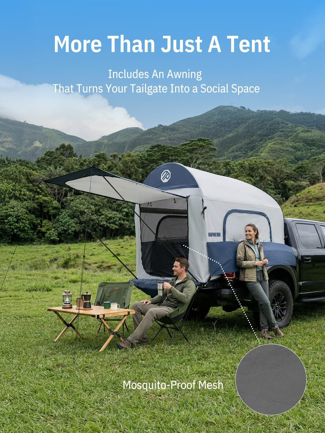 Truck Bed Tent for Camping 5Ft-8Ft for 2+1 People, 2 Mins Setup | Inflatable Pickup Truck Tent, PU 3000Mm Waterproof & High-Strength Windproof, Spacious Interior for Multi-Landscape — product view 4