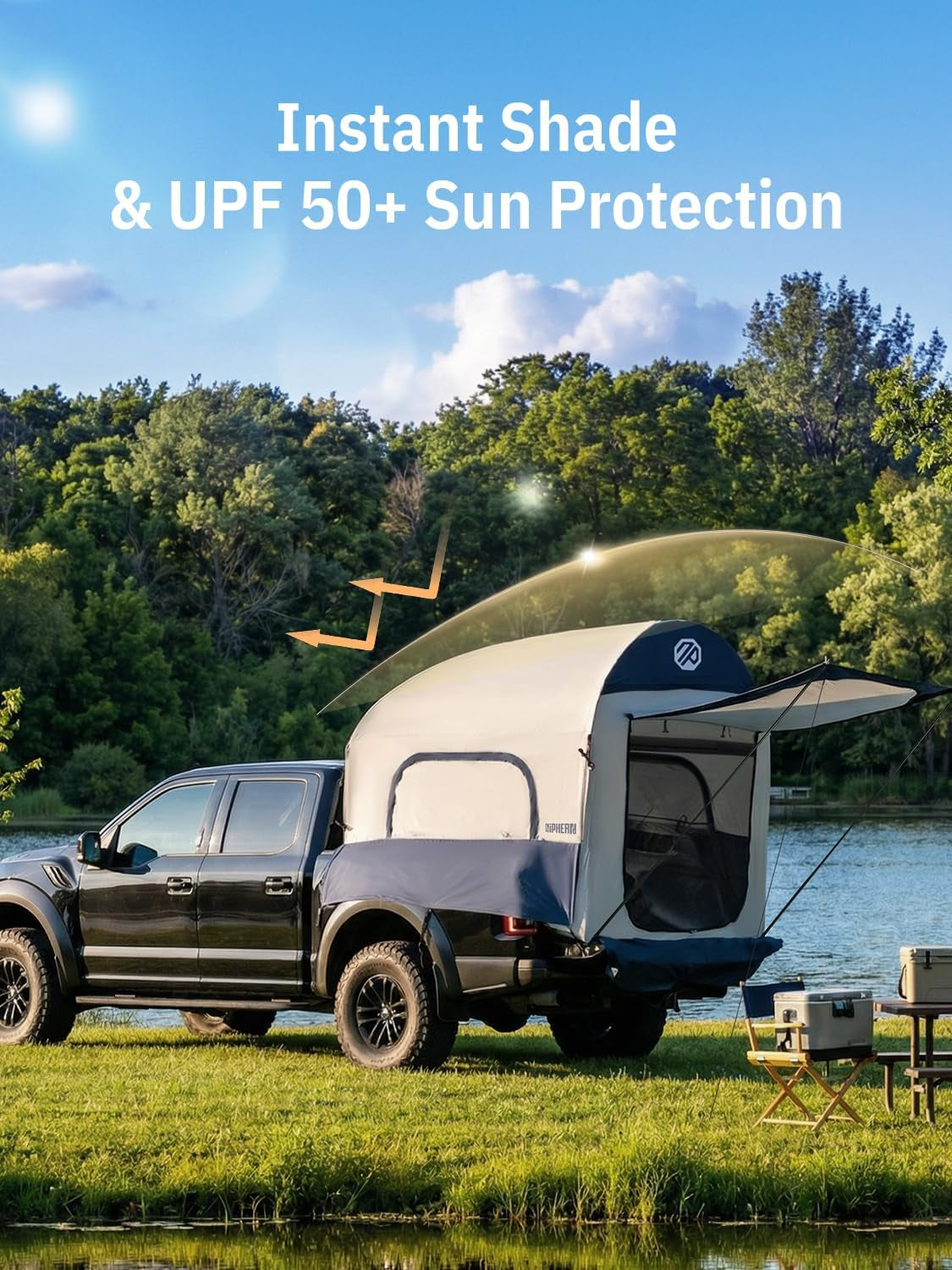 Truck Bed Tent for Camping 5Ft-8Ft for 2+1 People, 2 Mins Setup | Inflatable Pickup Truck Tent, PU 3000Mm Waterproof & High-Strength Windproof, Spacious Interior for Multi-Landscape — product view 8