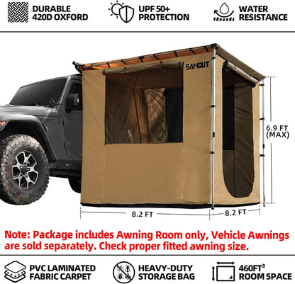 Vehicle Awning 8.2' X 8.2' Rip-Stop 420D Oxford Side Awning Changing Room with PVC Floor, Waterproof & Wind Resistance, Easy Setup Design — product view 2