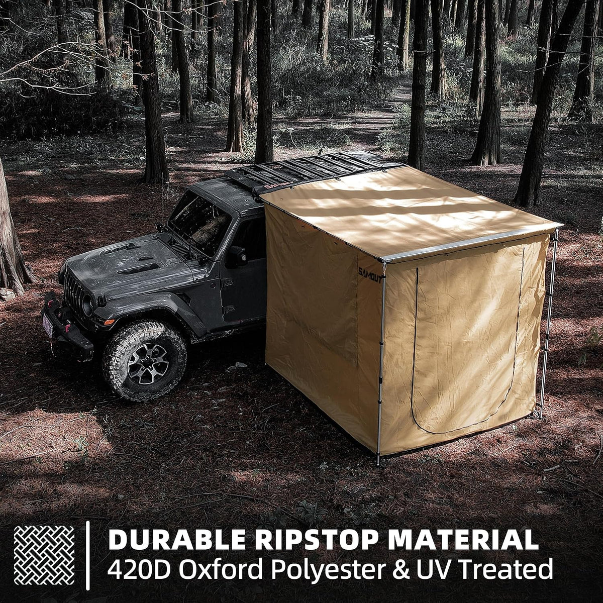 Vehicle Awning 8.2' X 8.2' Rip-Stop 420D Oxford Side Awning Changing Room with PVC Floor, Waterproof & Wind Resistance, Easy Setup Design — product view 3